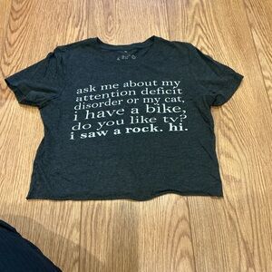 Charcoal Graphic Tee - Short Sleeve Crop Top